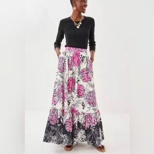 Lilly Pulitzer NWT INAYA High Rise Maxi Skirt Coconut All Dahled Up floral 00